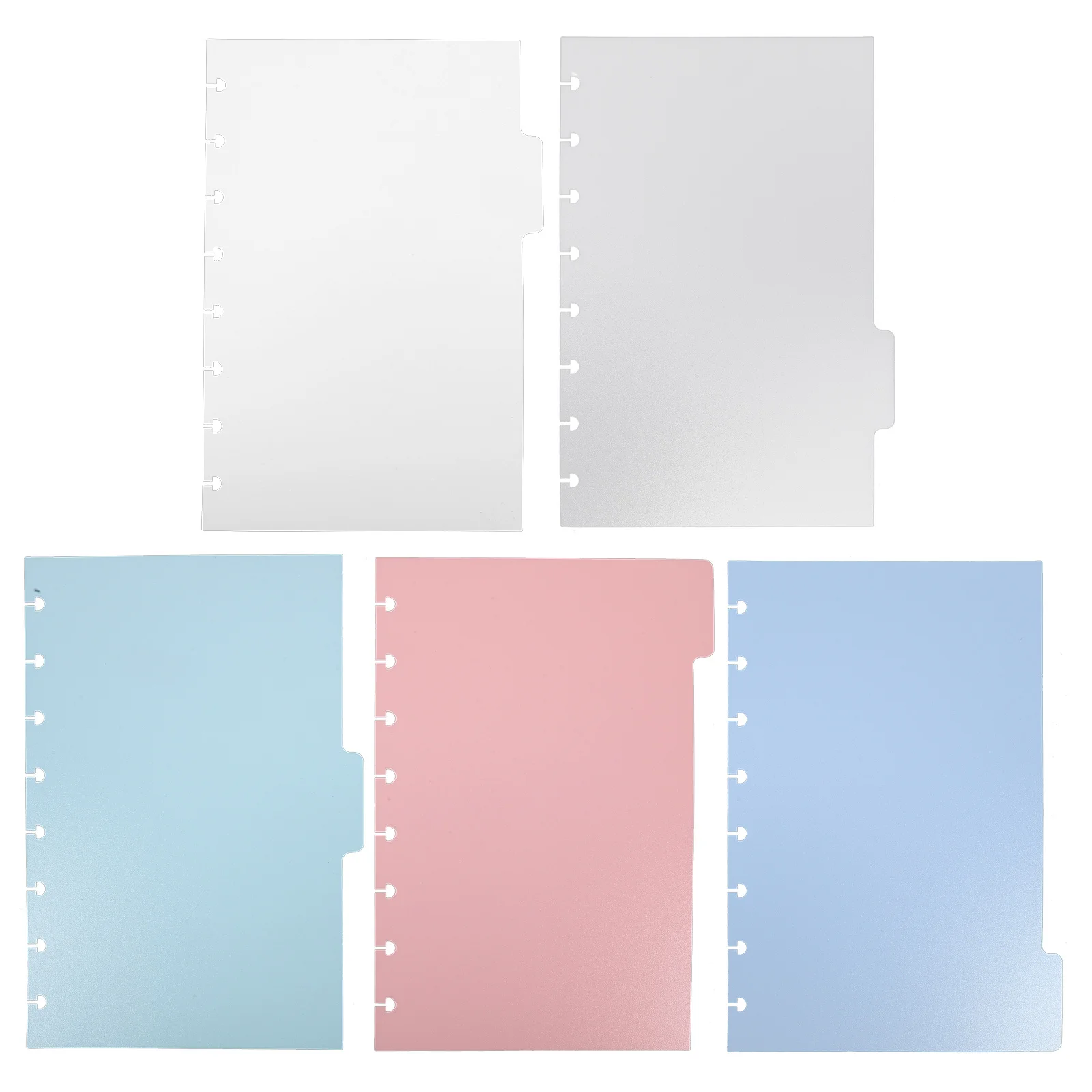 5pcs Binder Dividers Index Classified Labels Colored Plastic Page Markers For Notebook Planner File Organization Replacement