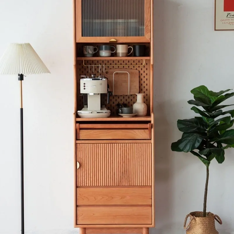 

Nordic Solid Wood Cave Board Dining Side Cabinet Modern Simple Tea Cabinet Japanese Kitchen Storage Cabinet