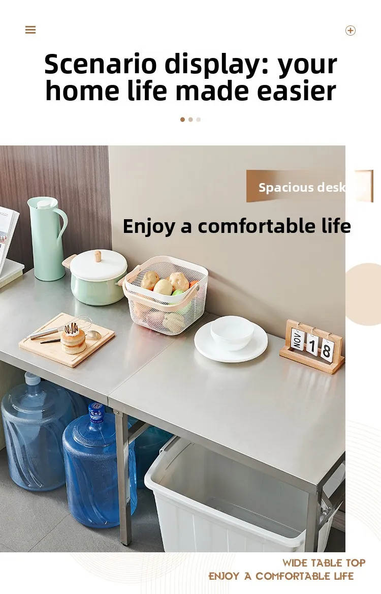 Stainless Steel Multifunctional Foldable Table Portable Outdoor Camping Desk Commercial Buffet Serving Counter Home Dining Table