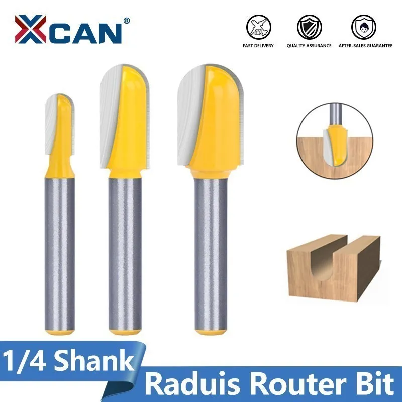 

XCAN Slot Milling Cutter 1/4 Shank Ball Nose Router Bit Carbide End Mill Core Box Sloting Milling Cutter for Woodworking Tool