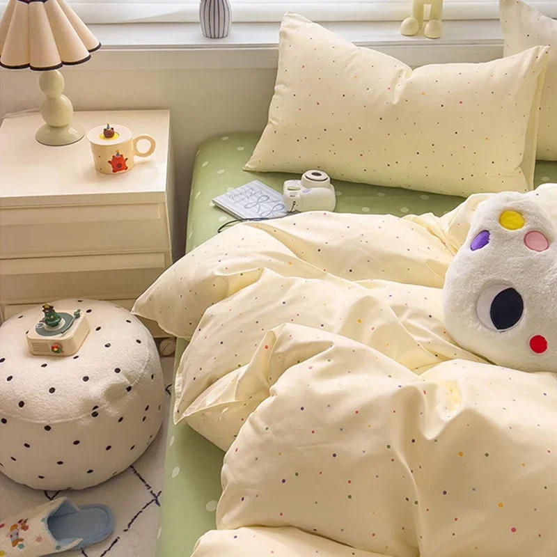 Ins Style Pure Cotton Brushed Bedding Sets Skin-Friendly Cotton Duvet Cover Kit A-Class Flower Printing Comforter Cover Set