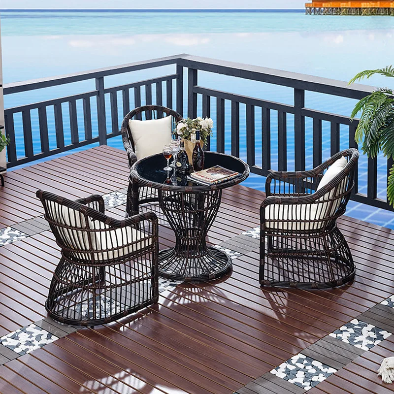 

Outdoor tables and chairs Nordic rattan furniture Garden leisure designer