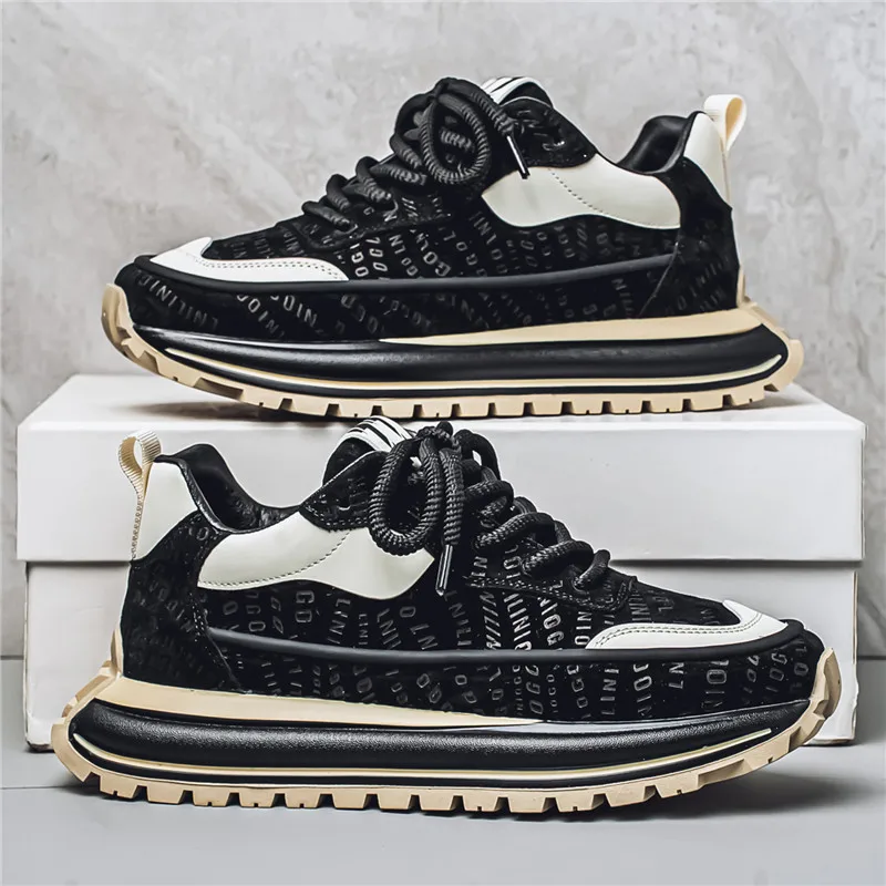 Spring Men Casual Shoes Fashion Mixed Colour Chunky Anti Skid Sports Sneakers Thick Sole Comfortable Breathable Mesh Footwear 44