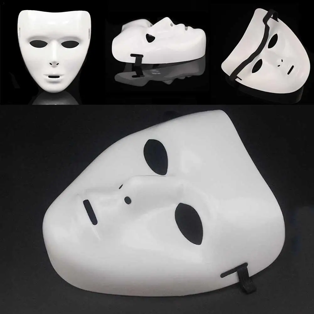 Maschera hip-hop bianca Maschera in PVC di Halloween Cavaliere Danza Fantasma Step Dance Masquerade Maschere per feste cosplay ﻿ Puntelli horror per cosplay di feste