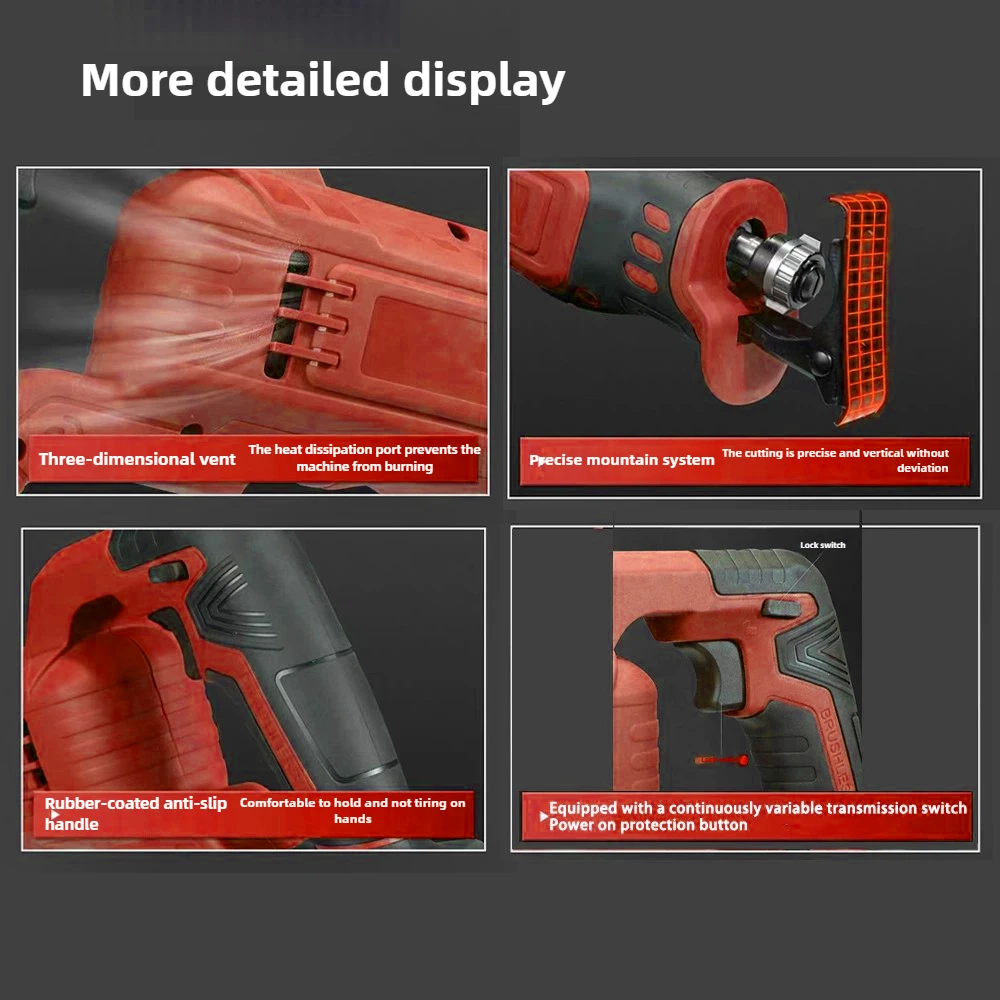 VILASTING-Sierra recíproca sin escobillas, sierra de corte eléctrica de alta potencia, multifuncional de mano para Milwaukee, Pin de batería de 18V