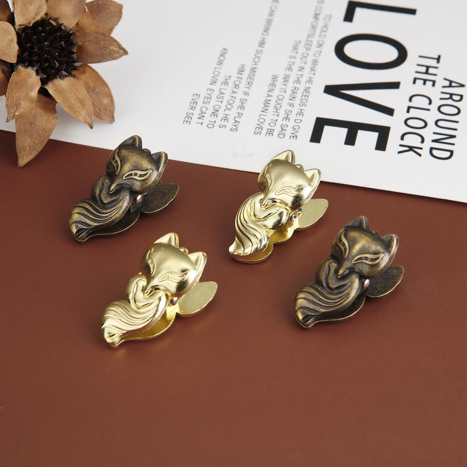 2PC Metal Fox Binder Clips Bill Binder Clip Foldback Notes Letter File Paper Clip Binding Securing Clip Stationery