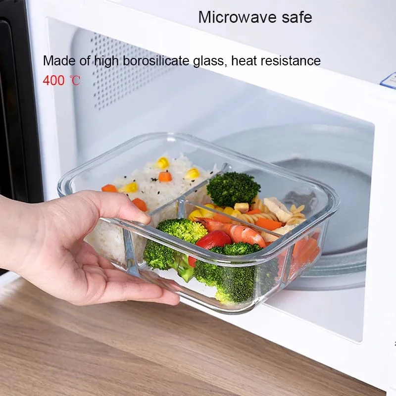 BOZZH Glass Bento Lunch Box Microwavable Bento Box With Thermal Bag Food Container StorageFood Bento BoxTupper Cristal Meal Prep
