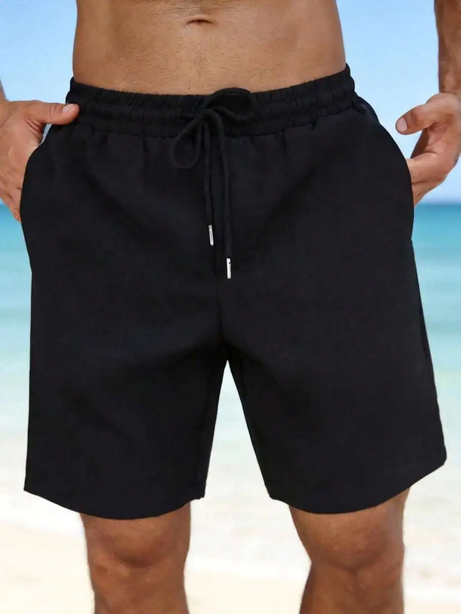 

Mens Casual Plain Drawstring Shorts Beachwear Summer Loose Fit