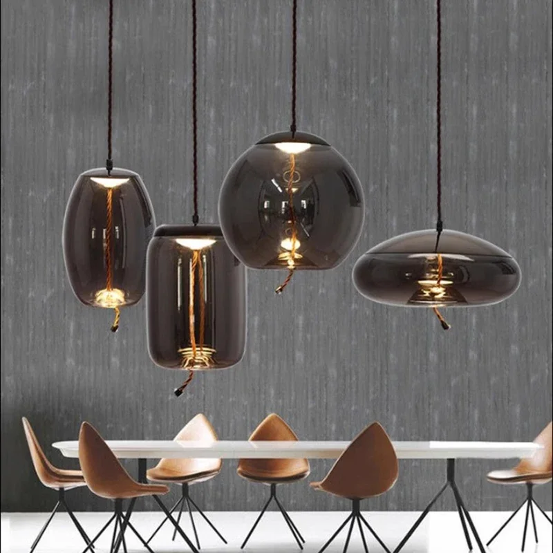 

Glass Pendant Lamp Restaurant Bedroom Bedside Hanging Lamp Kitchen Island Modern Led Ceiling Chandeliers Decoration Lighting