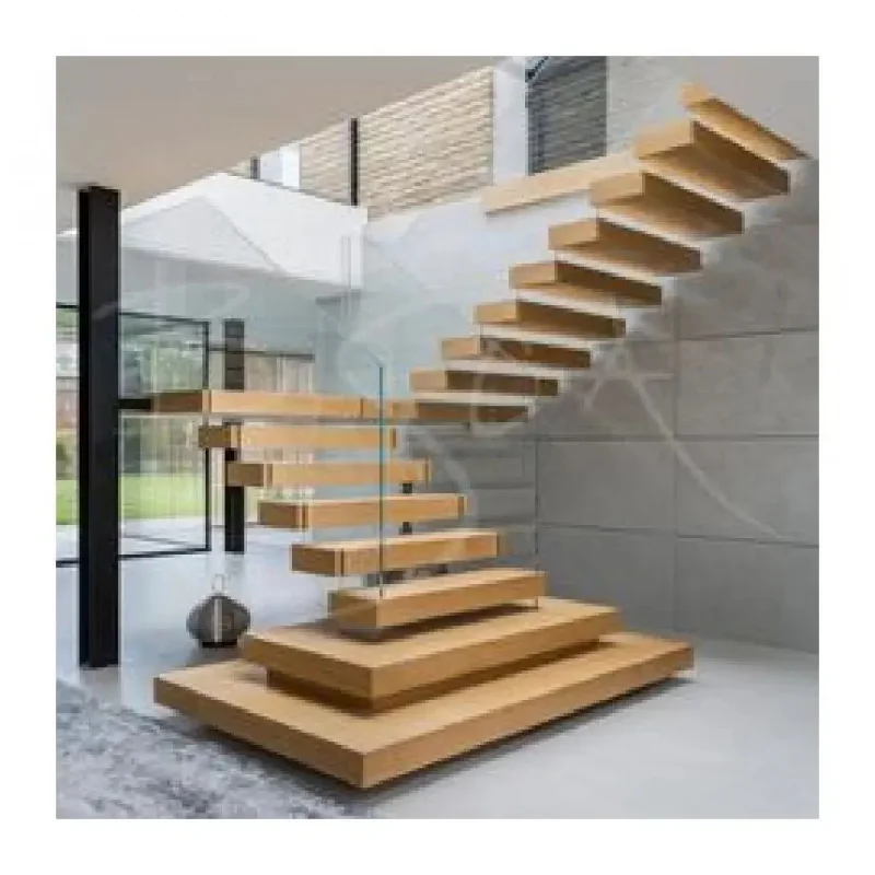 

Customize.Modern Floating Staircase Top-Quality Interior Wooden Tread Stair Design Customized Stair Set