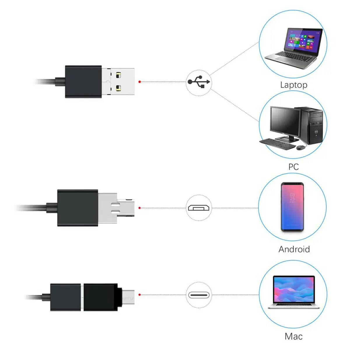 Imagem -06 - Endoscópio de Foco Automático para Carros Mini Câmera de Inspeção de Esgoto Endoscópio Usb Telefone Android tipo c hd 1944p 12 mm 5mp