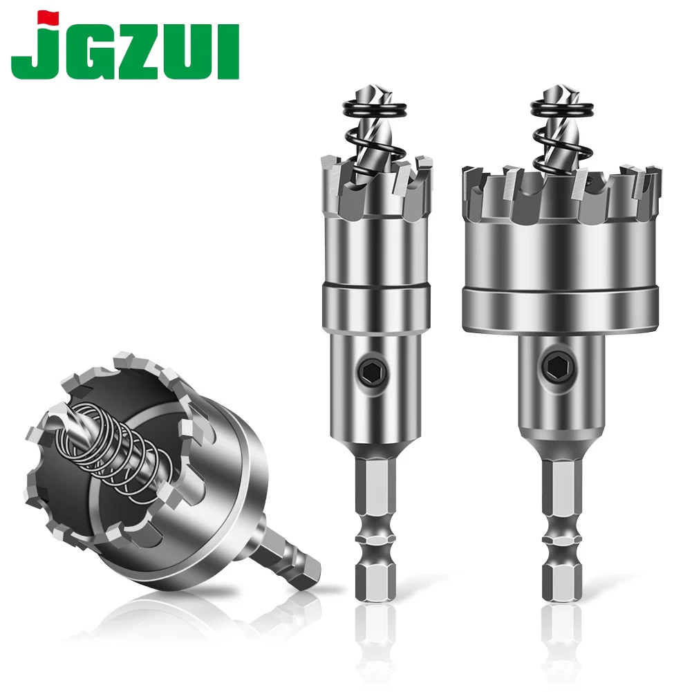 JGZUI 6.35mm Hex Shank Alloy Hole Saw For Hole Drilling On Stainless Steel Iron Sheet Aluminum Alloy And Concrete Materials