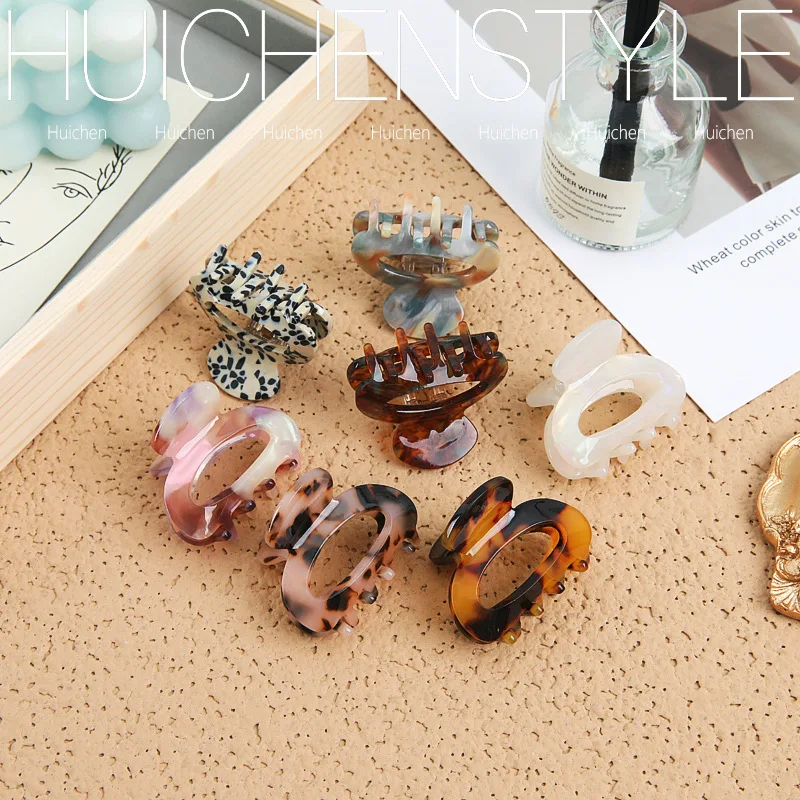 Neue Damen-Haarklammer Klein 4,5cm Acetat-Haarspangen Elegante Bunte Ausgehöhlte Haarklammer Mädchen Haaraccessoires Haarspange – Detail 1