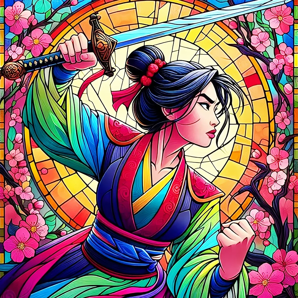 Disney Princess Diamond Painting Mulan Full Display Embroidery Cartoon Picture of Rhinestones Mosaic Stained Glass House Item