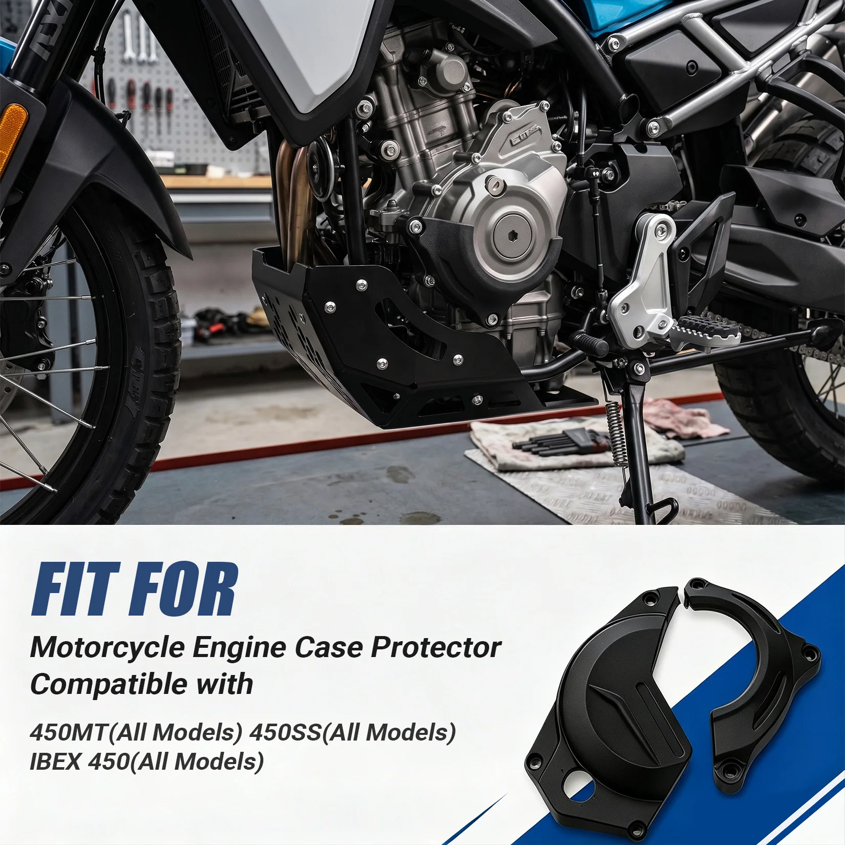 Clutch and Ignition Cover Guard Set for 450MT and 450SS Motorcycle Engine Case Protector Compatible with Ibex 450 Accessories