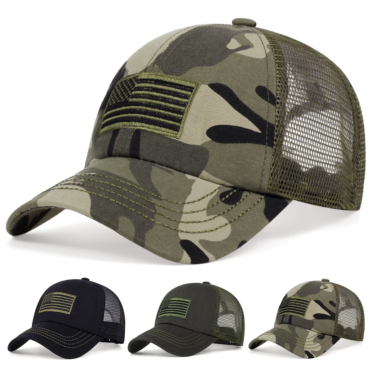 Unisex Flag Of The United States Embroidery Baseball Net Caps Spring and Summer Outdoor Adjustable Casual Hats Sunscreen Hat Cap