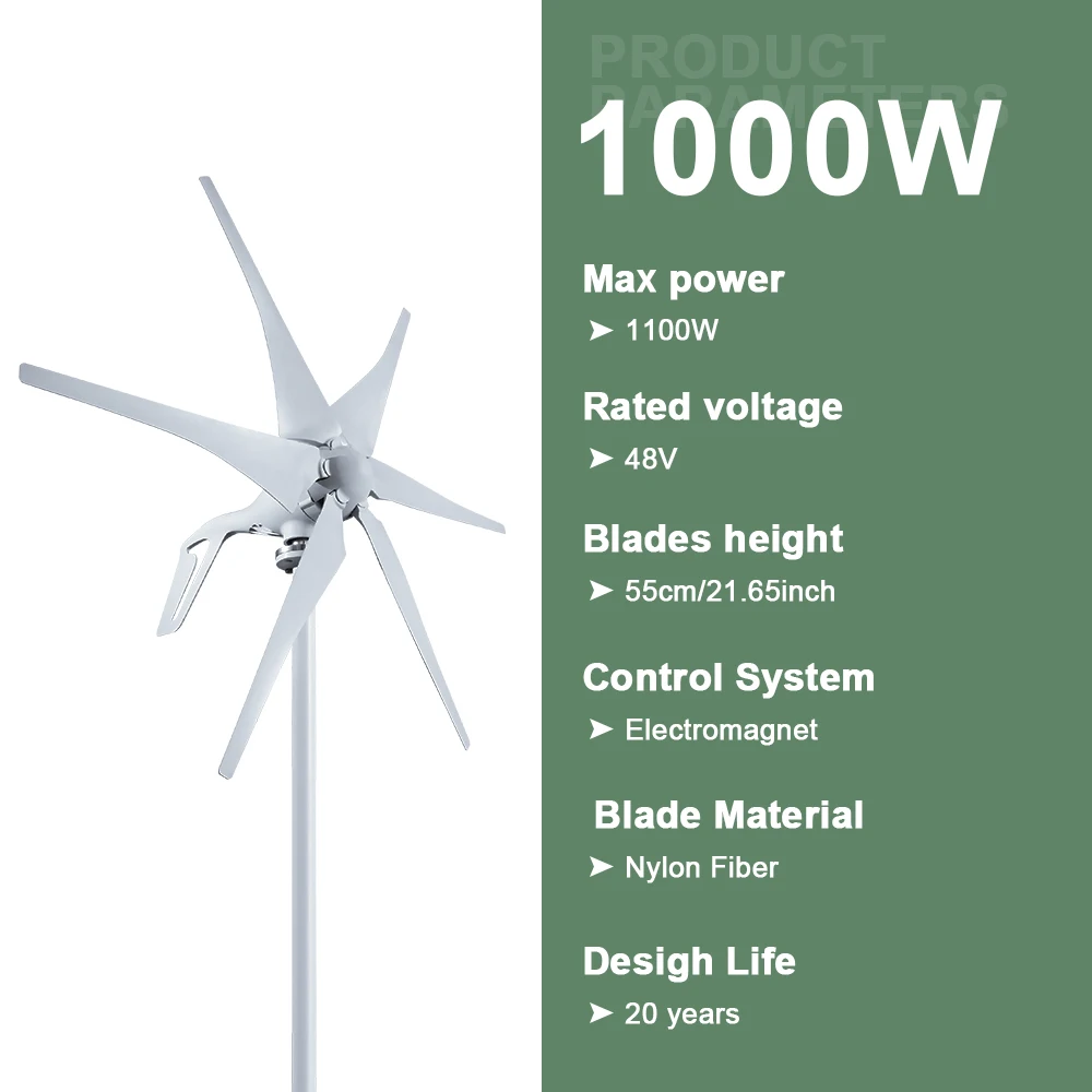 ديديطو-توربين رياح صغير للمنزل ، مولد رياح ، 6 شفرات مع وحدة تحكم شحن MPPT ، شحن من المملكة العربية السعودية ، W ، 12 فولت ، 24 فولت ، 48 فولت #3