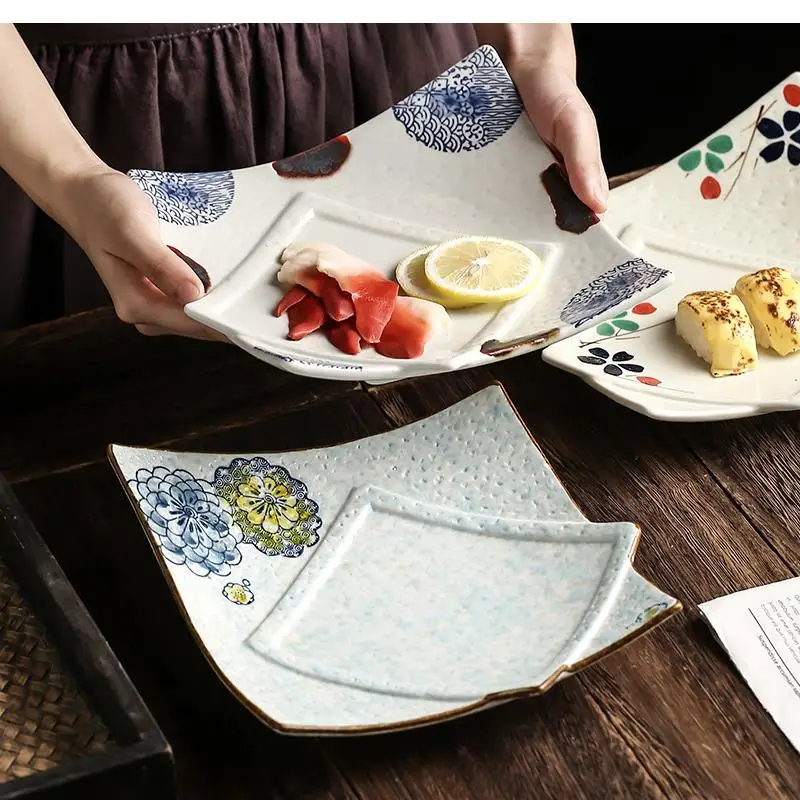 

8-inch Fruit Plate Irregular Ceramic Platter Heart-shaped Multi-lattice with Lid Snacks Melon Seeds Snack