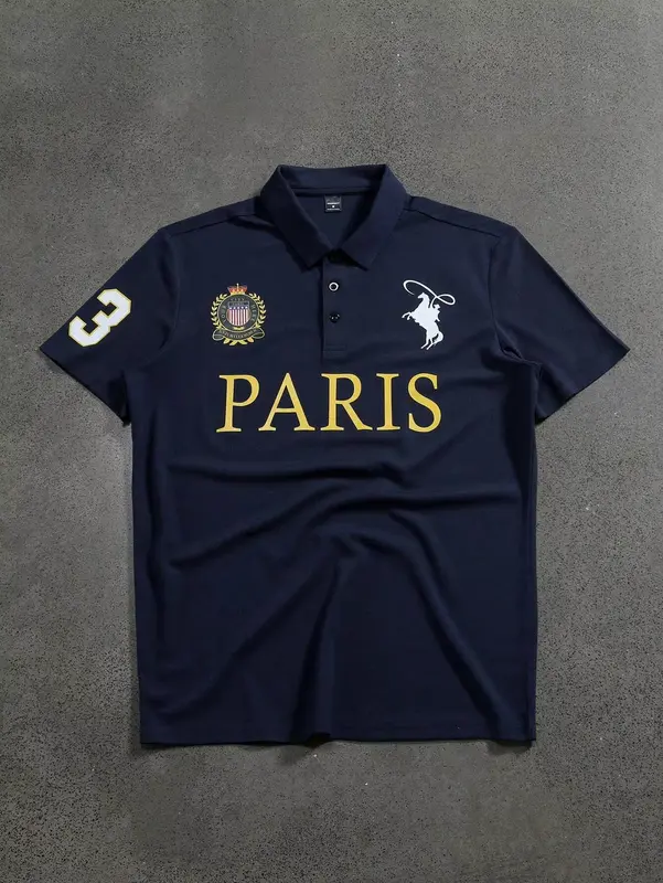 Manfinity Mode Men's Short Sleeve Polo Shirt Minimalist and Fashionable Suitable for Summer Street Printing Sports Style Polo - Image 3