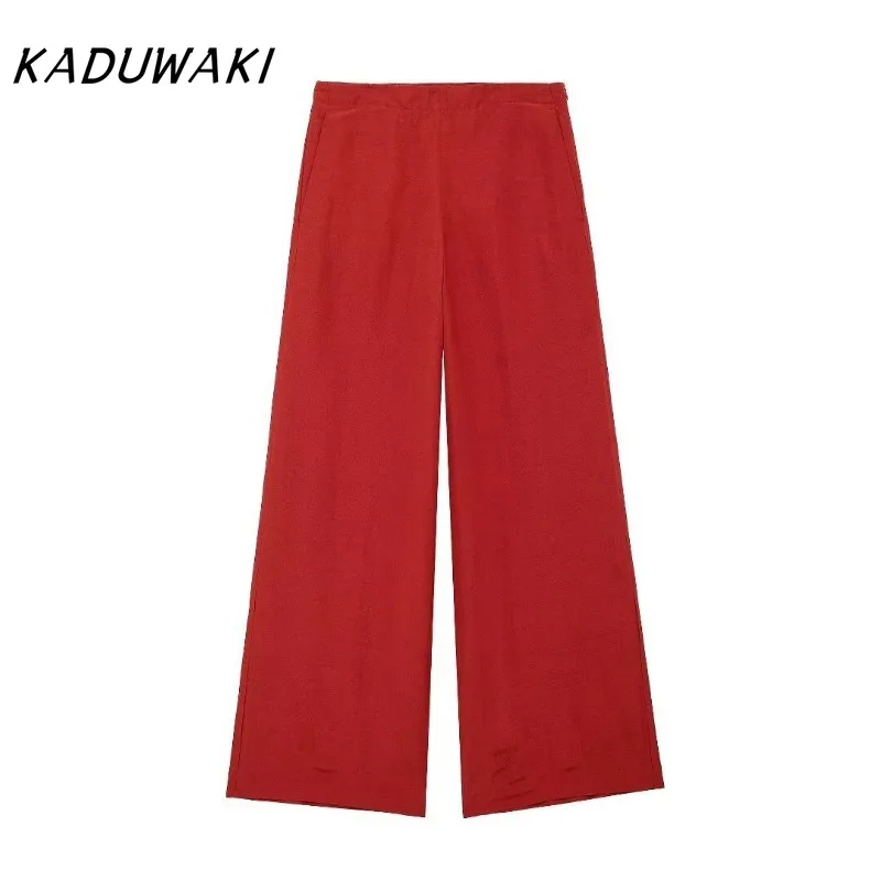 KADUWAKI French Retro Lapel Long-sleeved Solid Color Shirt Fashion Casual High-waisted Slim Wide-legged Pants Fall Suit 트위드 투피스