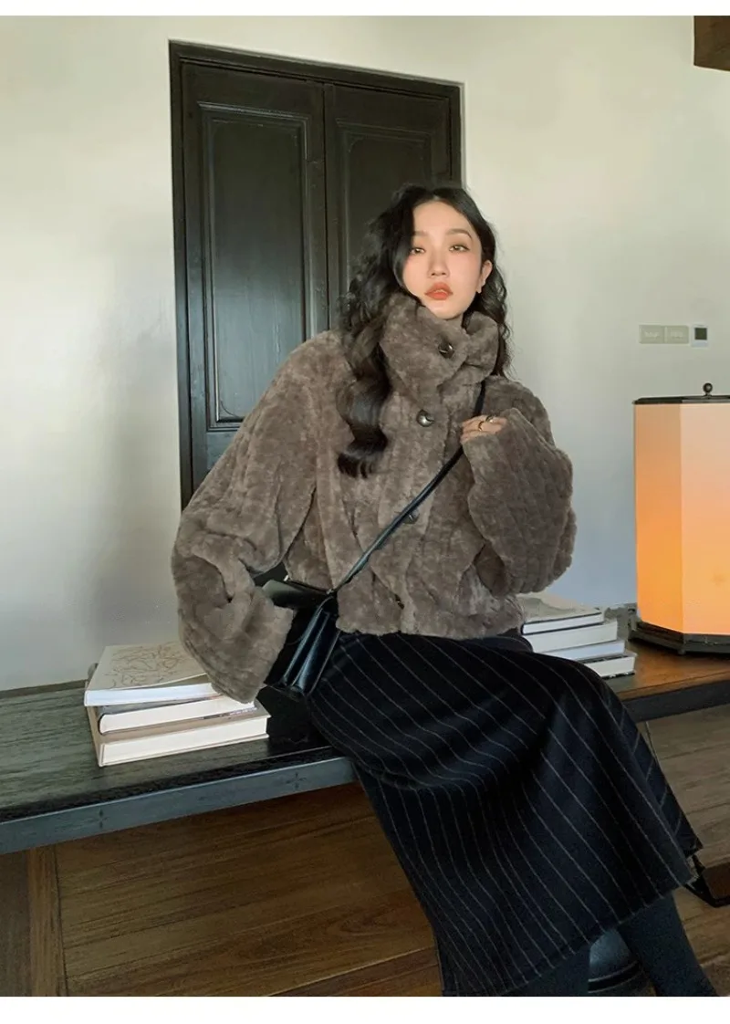 Winter Warm thickening Coats Women Fashion Streetwear Korean Padded Cotton Outerwear Woman Stand Collar Cropped Jacket Female