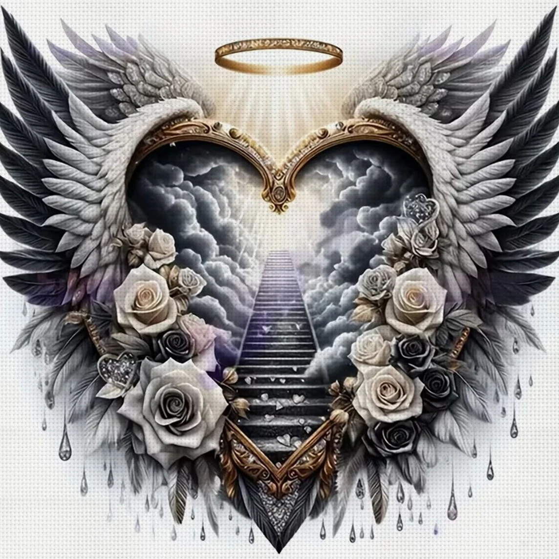 Kit de Punto de Cruz 'Divine Love', Bordado DIY 11CT, Decoración de Pared para el Hogar, Regalo Hecho a Mano, Material sin Marco, Semiterminado, 36×36cm