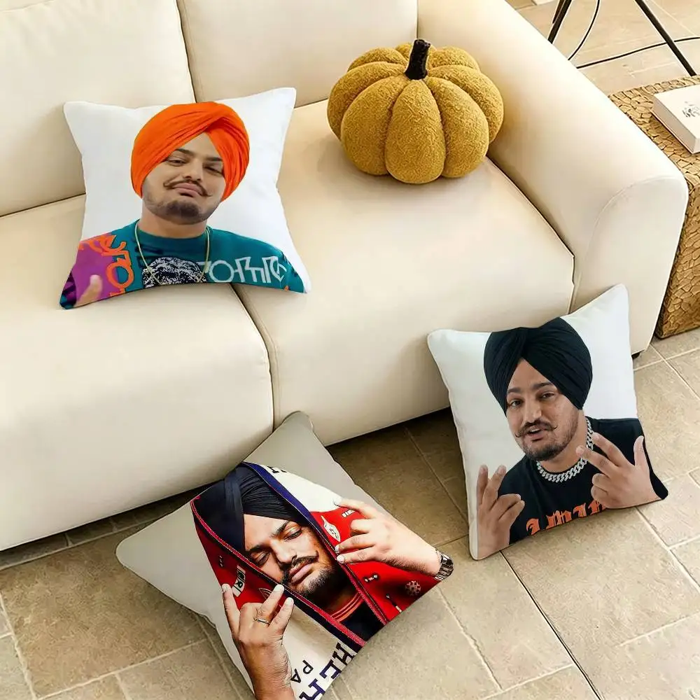 

Rapper Sidhu M-Mooses Wala Square Double-Sided printed Pillow Case Bedroom Bedside Pillow Sofa Cushion Cover Gift