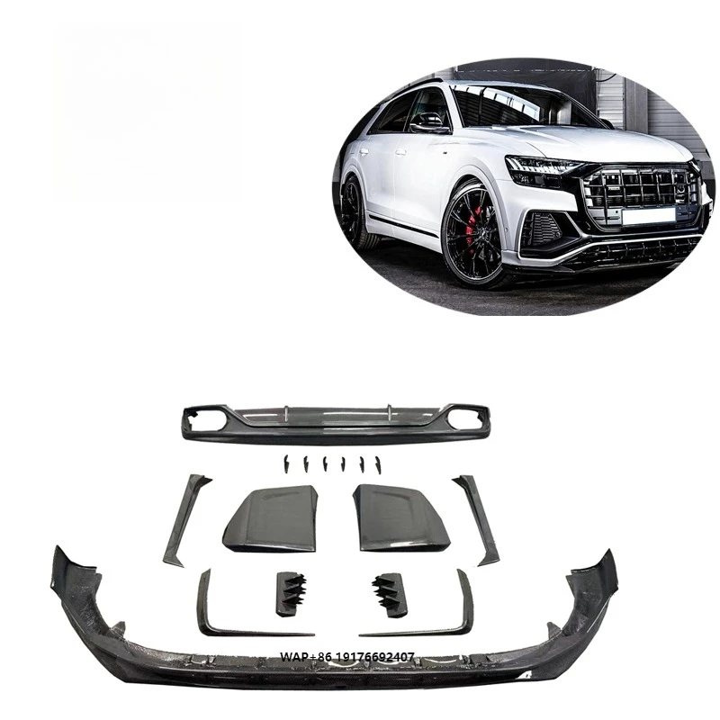 Q8 Body Kit AB-T Style Carbon Fiber Front Bumper Spoiler Side Skirts for Q8 2020+
