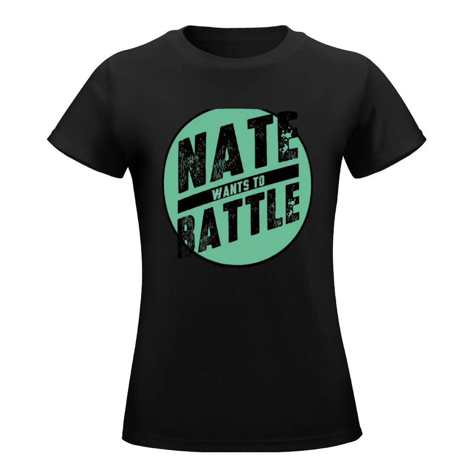 Nate Wants To Battle Circle T-Shirt animal print cute tops customs tops Womens clothing