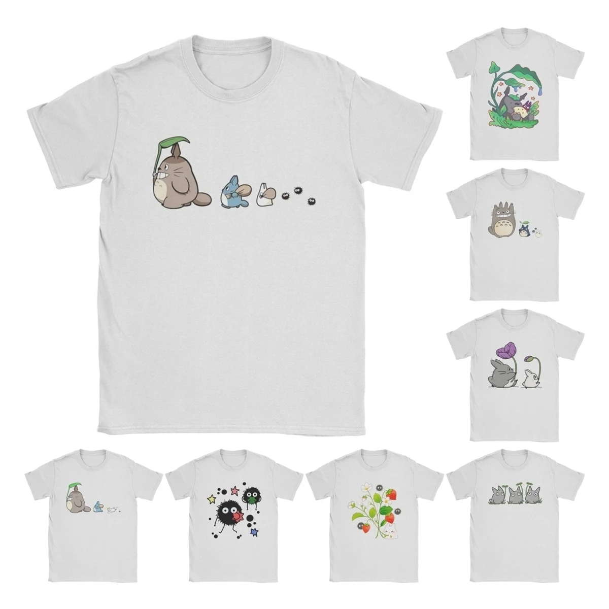 T-shirt pour hommes Totoro-Miyazaki Anime, dessin animé, en pur coton, nouveauté, manches courtes, col rond, grande taille