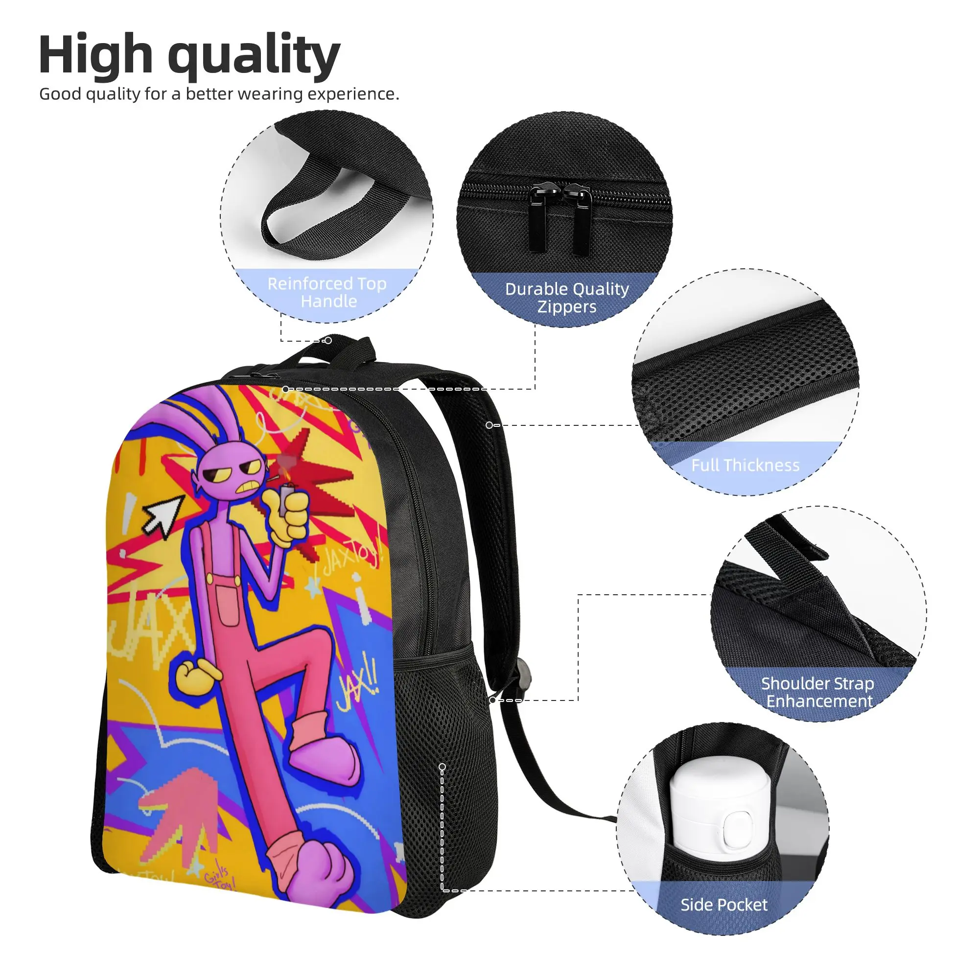 Jax Cartoon Digitals Circus Backpack for Men Women Cool High School Daypack  College Canvas Bags with Pocket