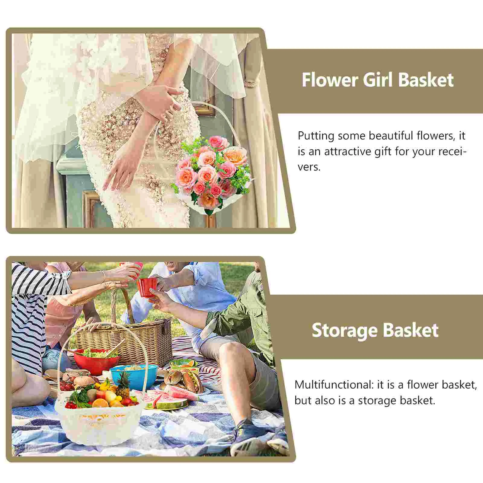 Woven Flower Basket Arrangement Portable Party Supply Wedding Decor Container Mini Gift Packing Handmade Vases