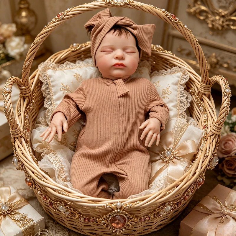 

48cm 19inch Reborn Baby Doll Laura Soft Cloth Body rooted hair High Quality Hand Painted Doll