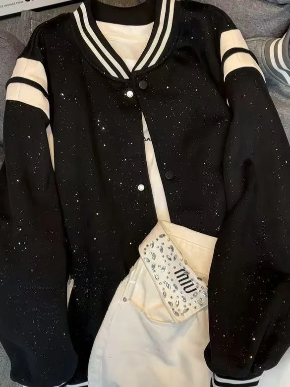 

Loose American High Street Sle Baseball Jaet Men's Women's Patchwork Leather U-ape Spring Couple's INS Jaet