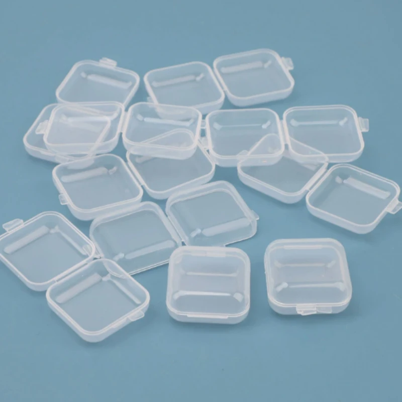 20pcs/lot Small Clear Plastic Storage Box Lidded Airtight For Earring Ring Bead Craft DIY Small Parts Mini Hardware Component