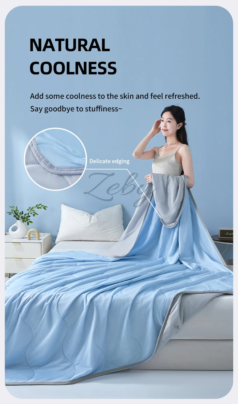 New Wave Pattern Cool Summer Blanket Natural Coolness Qulited Duvet Cooling Sensation Comforter Well-vetilated Queen King Quilt