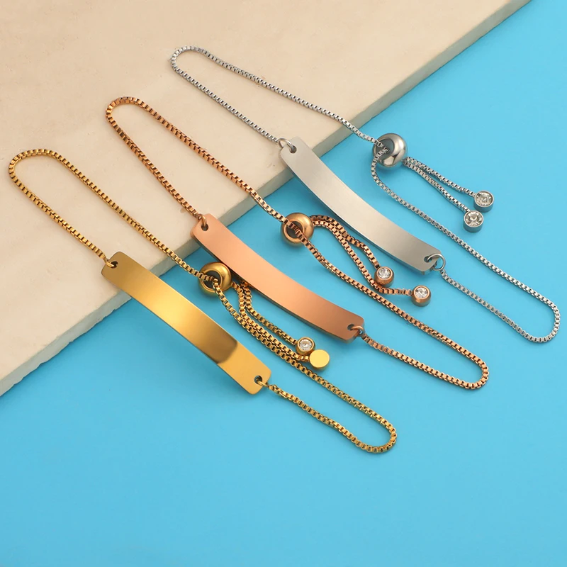 Fnixtar 10PCS/Lot Metal Bent Strip Connector Bracelets DIY Stainless Steel Bar Bracelet For Lovers Couple Jewelry Gifts