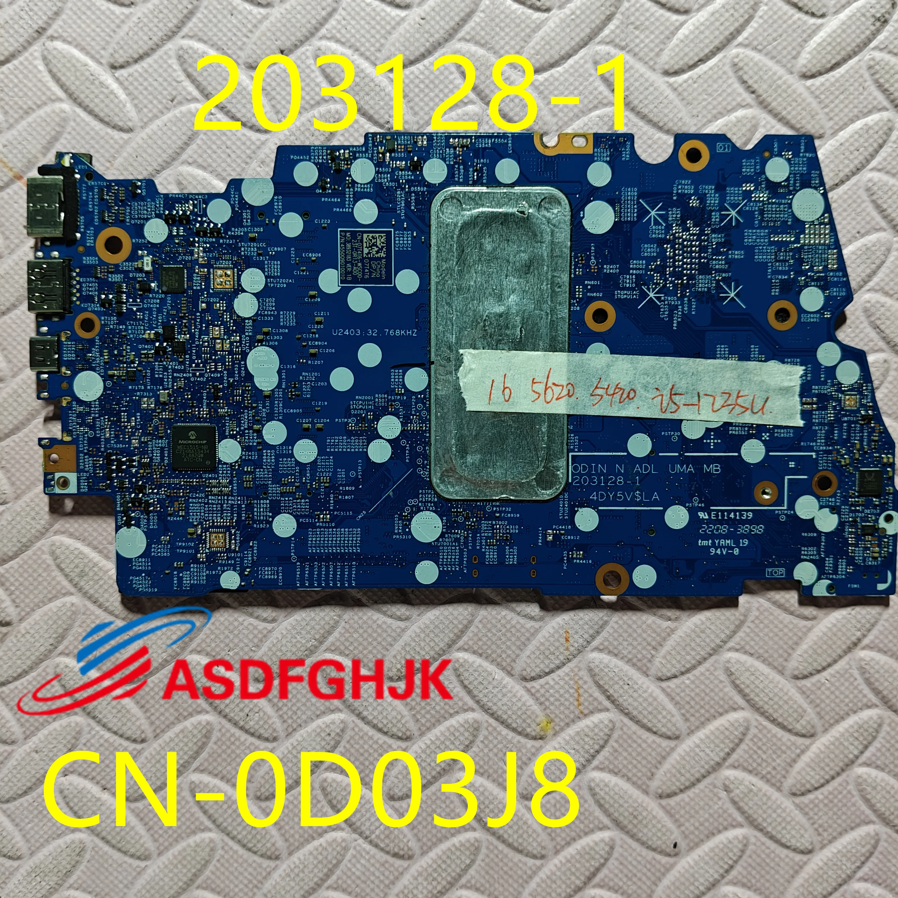 203128-1 Mainboard For DELL Inspiron 5420 5620 Laptop Motherboard CPU:I7-1260P SRLD6 UMA DDR4 CN-0D03J8 0D03J8 D03J8 Test OK