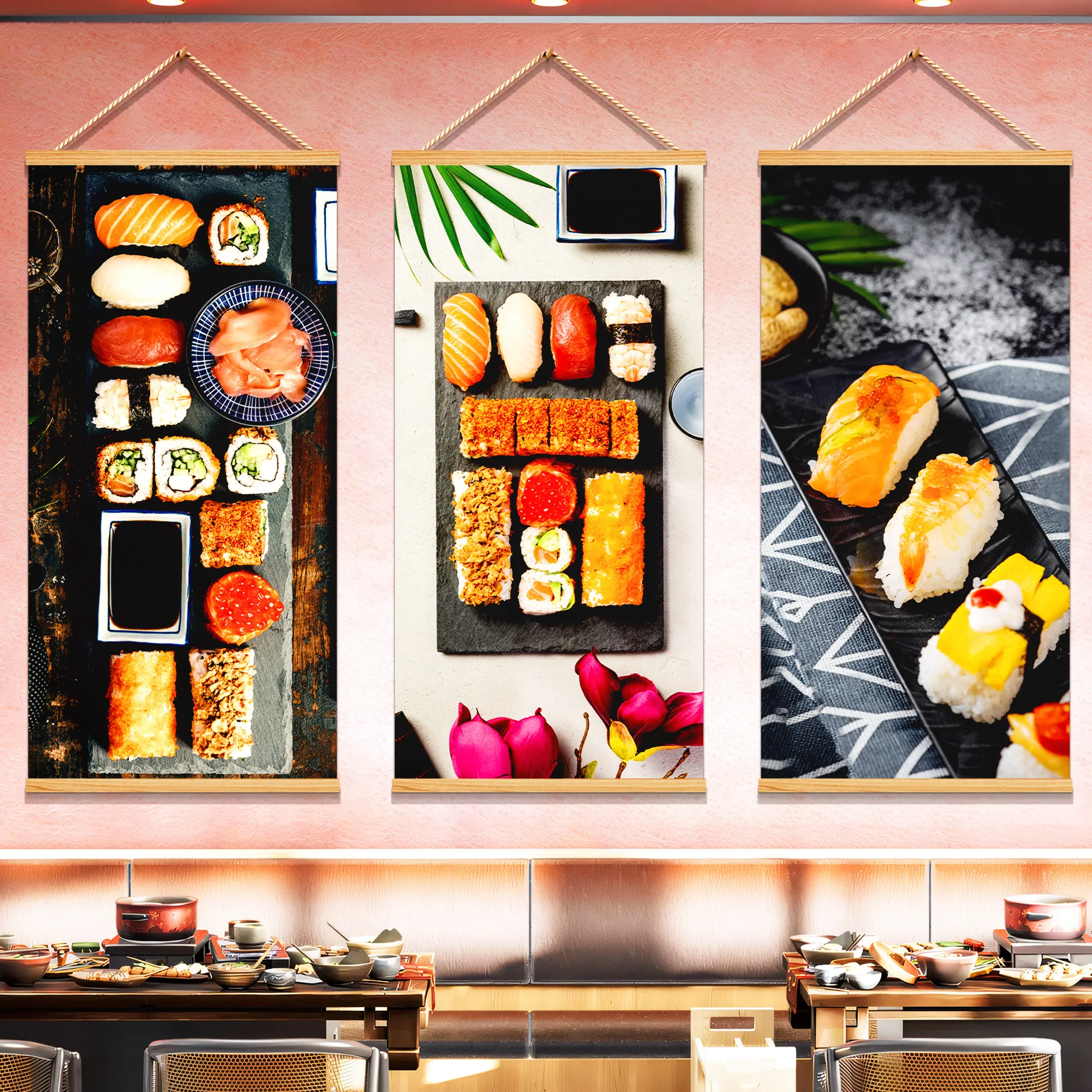 일본 스시 레스토랑 연어 사시미 광고 포스터 걸이 그림 - Japanese Restaurant Lifestyle 리뷰 및 가격