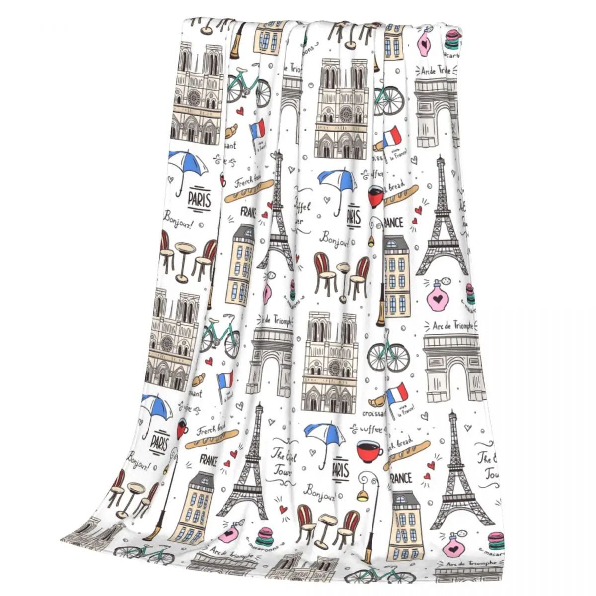 Paris Pattern Colors Blankets Soft Warm Flannel Throw Blanket Bedspread for Bed Living room Picnic Travel Home Sofa