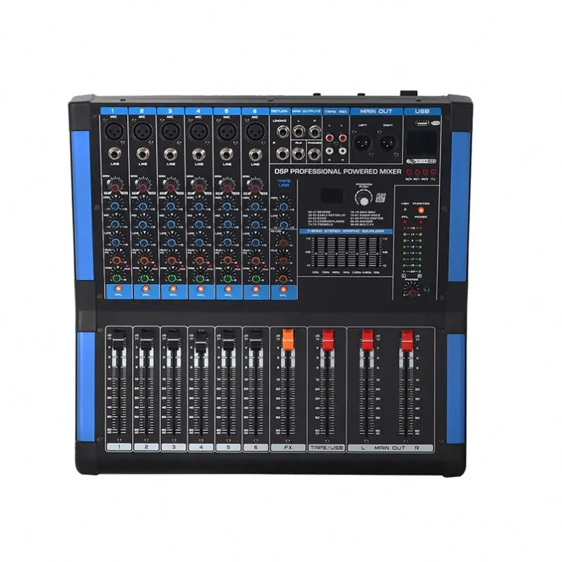 Wholesale 6-Channel Audio Console Mixer Dual Effects Recorder Power Mixing With Blue-tooth Studio Audio Amplifier
