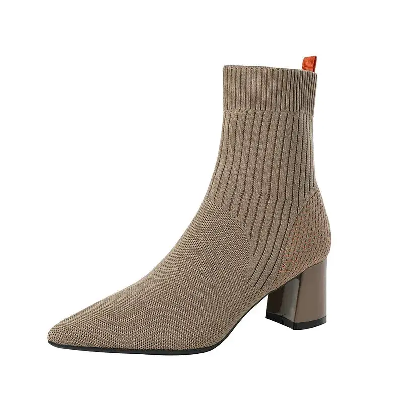 Women's Winter Fashion High Heel Boots 2023 Simple Design Pointed Toe Elegant Ladies Shoes Comfortable Fit for Autumn Season