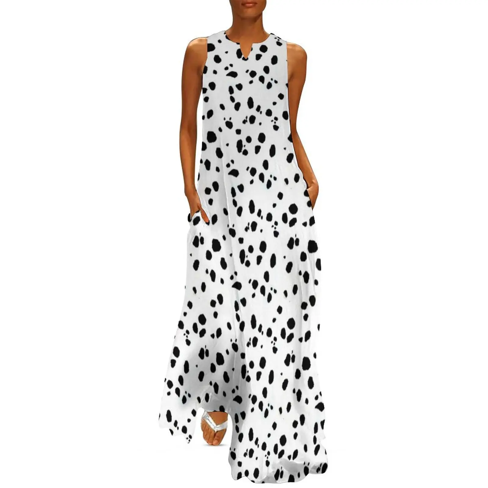 

Cute Spots Dots Dalmatian Dog Print Long Dress Dress vintage dresses for prom party dress women elegant luxury