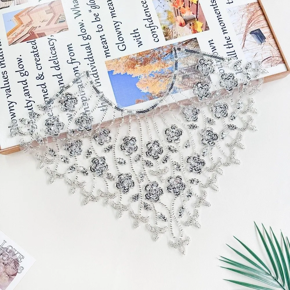 

Hollow Design Embroidery Lace Gold Sequined Mesh Texture Lace Mesh Bead Embroidery DIY Application Embroidery Accessories