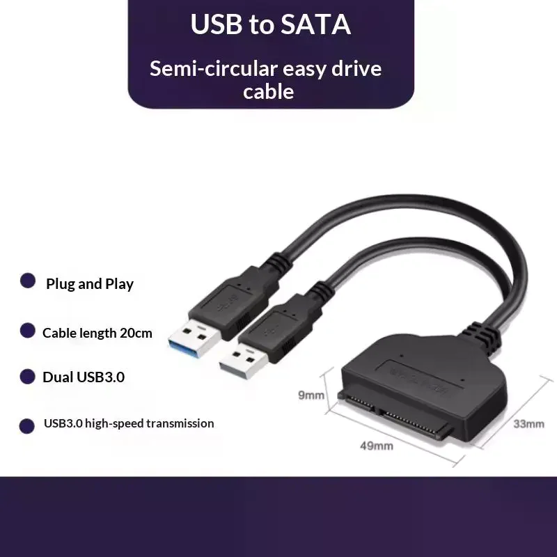 1pcs Sata To USB 3.0/2.0 Hard Driver Adapter Support 2.5 Inches External SSD HDD Hard Drive 22 Pin Sata III Cable Sata USB Cable
