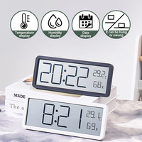 LCD Screen Digital Alarm Clock Multifunctional Time Date Temperature Humidity Display Alarm Clock Wall-mounted Electronic Clocks