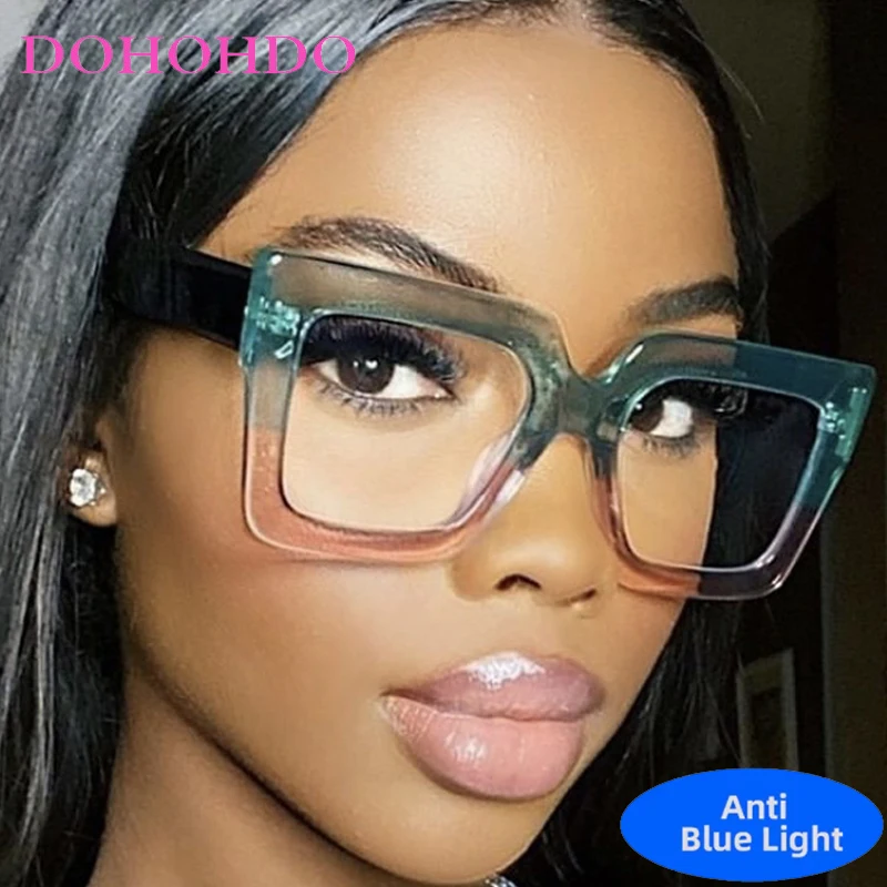 

Vintage New Luxury Brand Designer Unisex Blue Light Oversized Square Optical Glasses Men Women Computer Classic Glasses Lentes