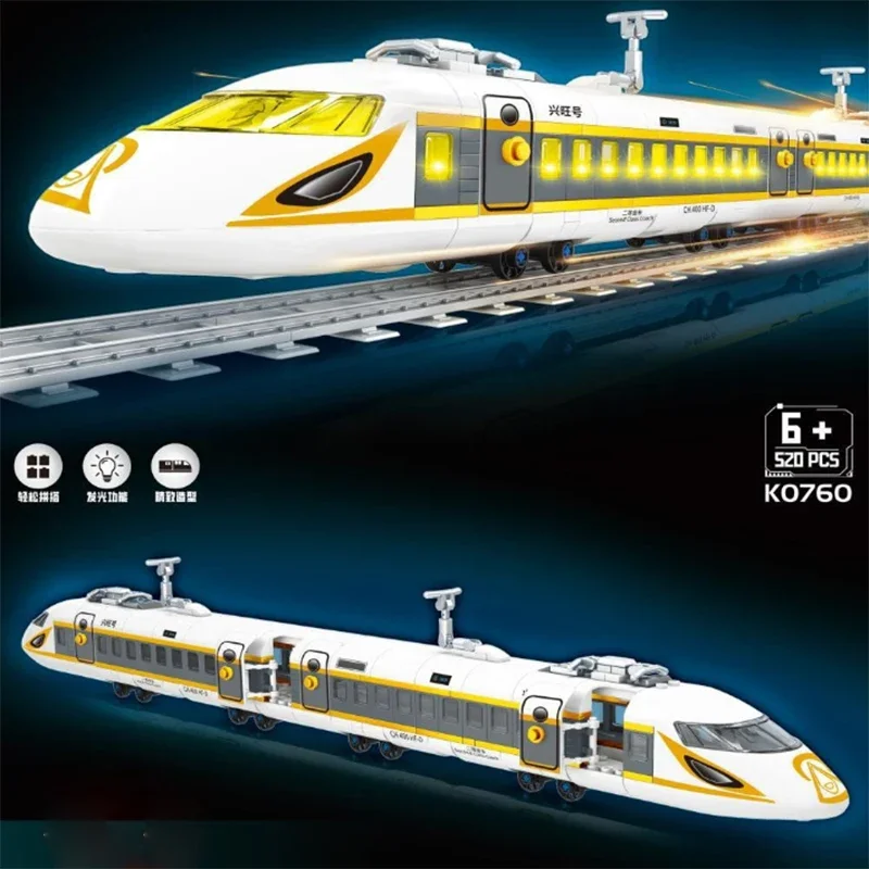 Ensemble de blocs de construction de Train urbain Orange à grande vitesse-Train ferroviaire technique MOC pour enfants bricolage amis jouet cadeau pour les enfants