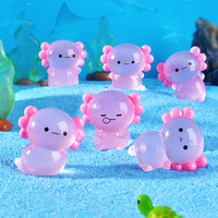 6/20PCS pink Luminous Axolotl Miniatures Ambystoma Mexicanum Glow At Night Cute Animals Fish Tank Moss Microlandscape Decoration