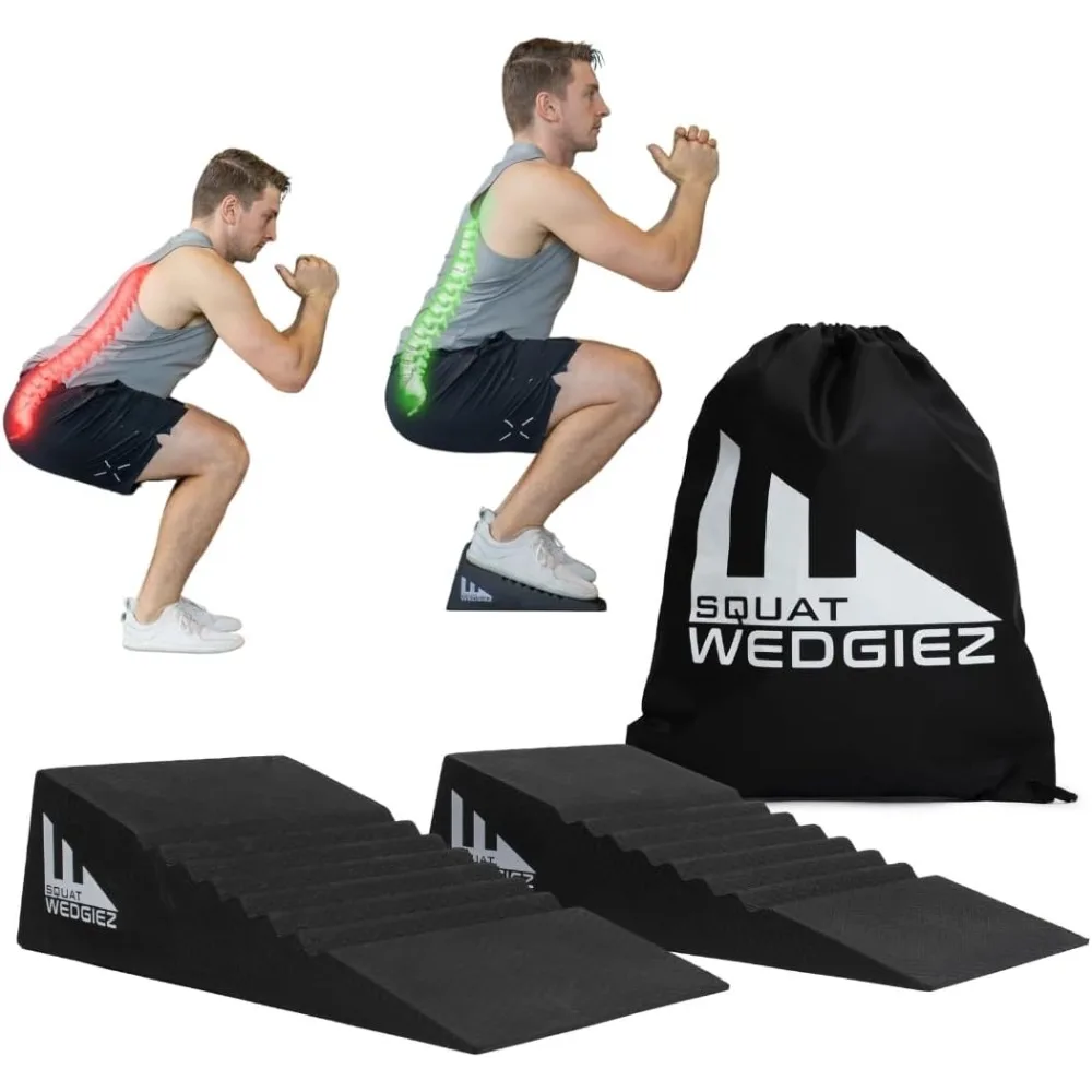 Pair For Knees Over Toes Training- Anti-Slip Squat Ramps for Lower Body Strength- Slant Board for Squats, ATG Split Squats